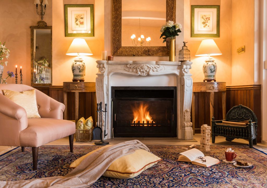 Fireplace at Luxury villa in Conoor